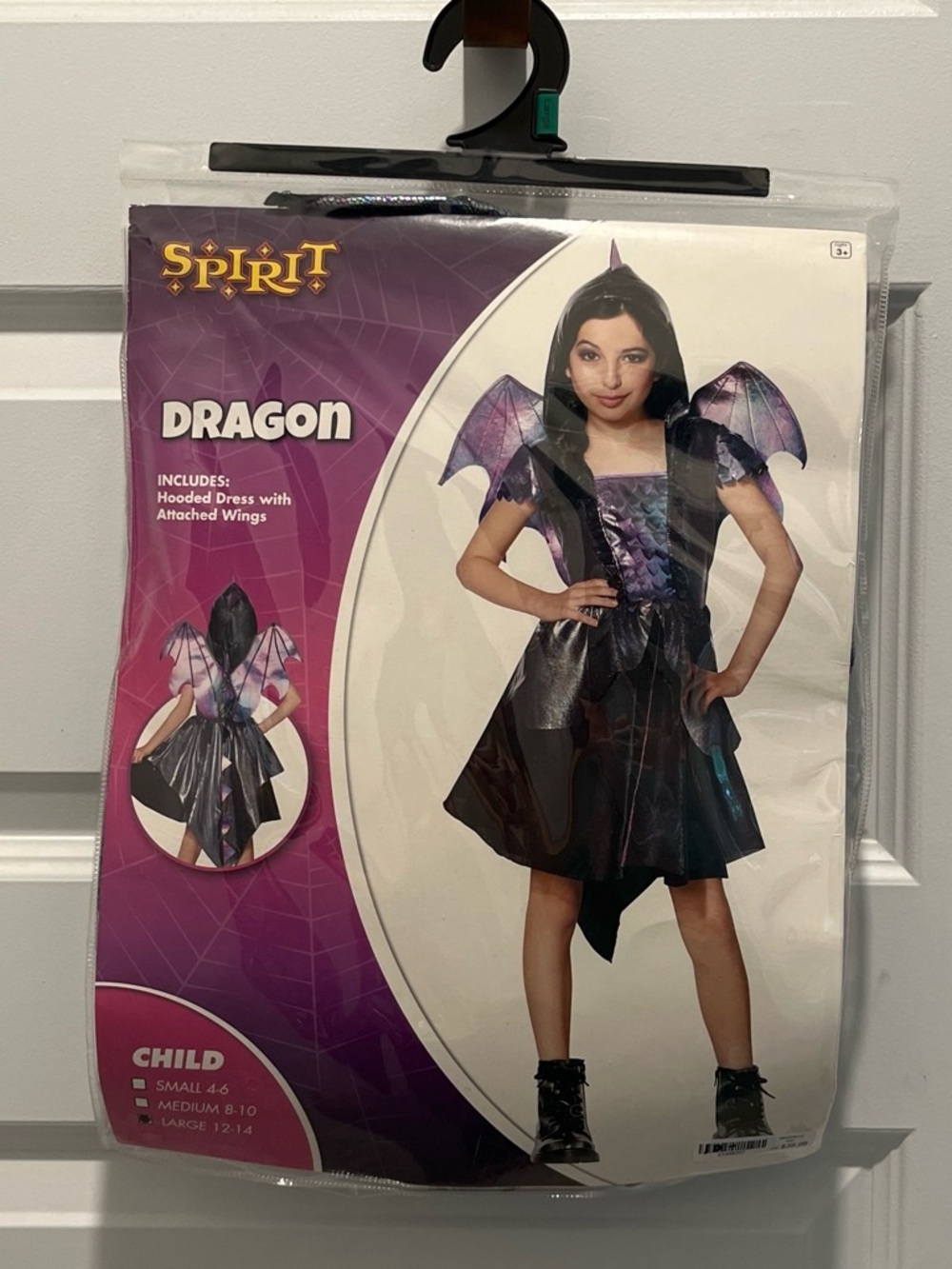 Spirit Halloween Girls Iridescent Purple Dragon Hooded Dress Costume with Wings